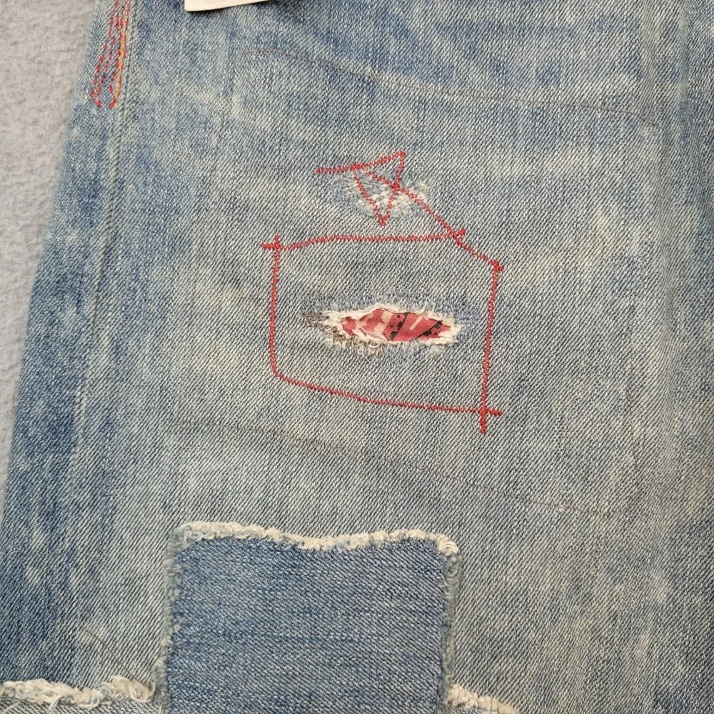 Polo Ralph Lauren Sullivan Slim Mens 32x32 Blue Distressed Patchwork Jeans NWT